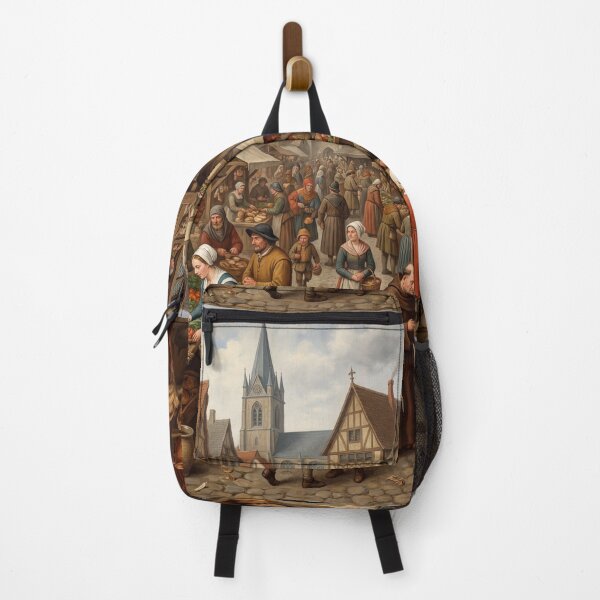 Item preview, A medieval English Market attacked by strange hellish demons after Hieronymus Bosch and Pieter Bruegel designed and sold by Vintage Designs +.