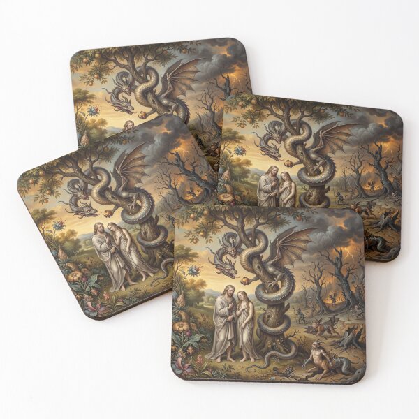 Item preview, Adam, Eve and the serpent vintage art after Hieronymus Bosch and Pieter Bruegel designed and sold by Vintage Designs +.
