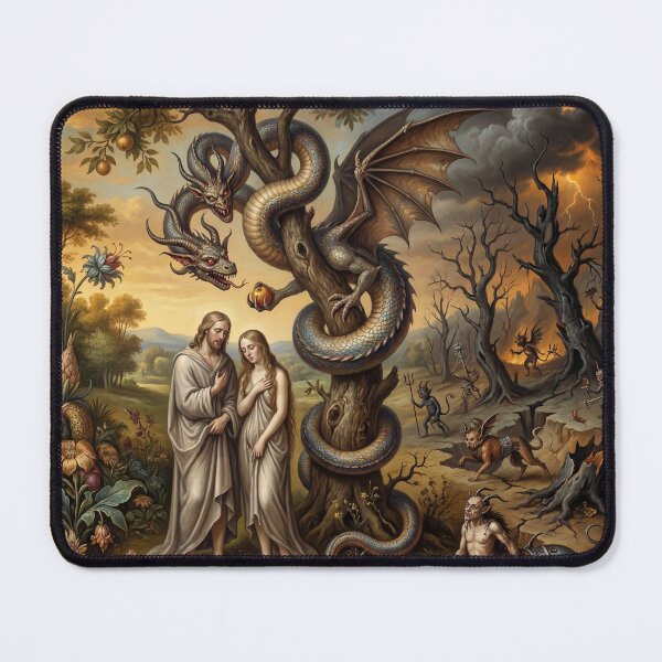 Item preview, Adam, Eve and the serpent vintage art after Hieronymus Bosch and Pieter Bruegel designed and sold by Vintage Designs +.