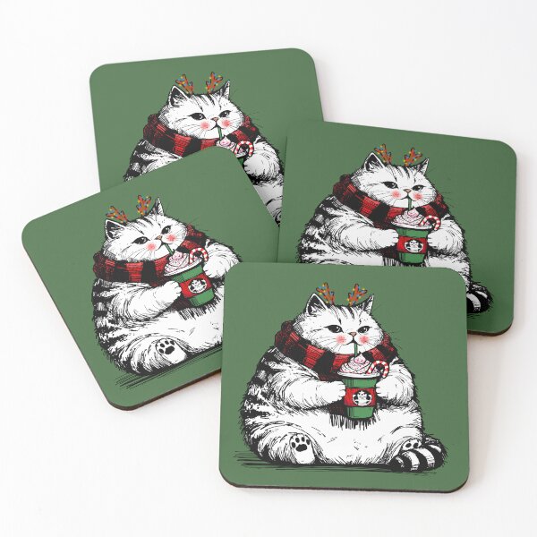 Item preview, Mmm Peppermint Mocha Christmas Cat designed and sold by KilkennyCat Art.