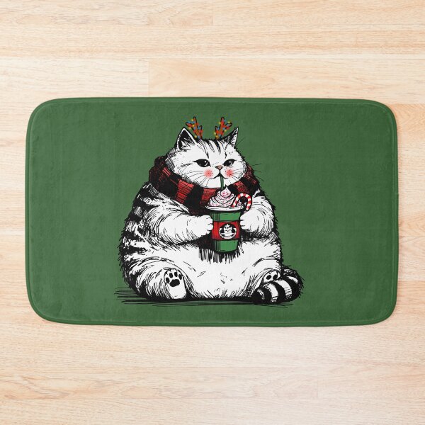 Item preview, Mmm Peppermint Mocha Christmas Cat designed and sold by KilkennyCat Art.