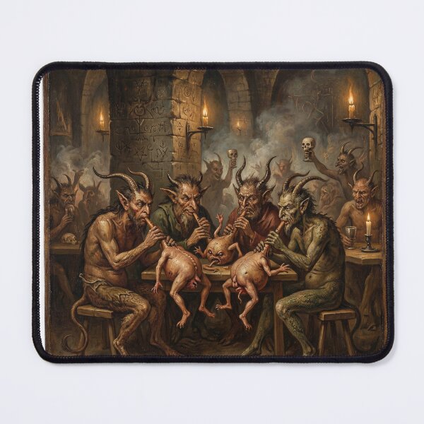 Item preview, A group of devils play weird musical instruments in Hell after Hieronymus Bosch and Pieter Bruegel designed and sold by Vintage Designs +.