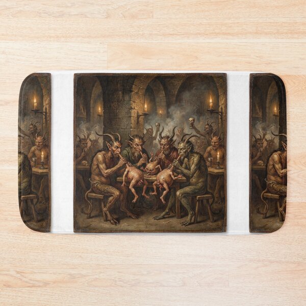 Item preview, A group of devils play weird musical instruments in Hell after Hieronymus Bosch and Pieter Bruegel designed and sold by Vintage Designs +.