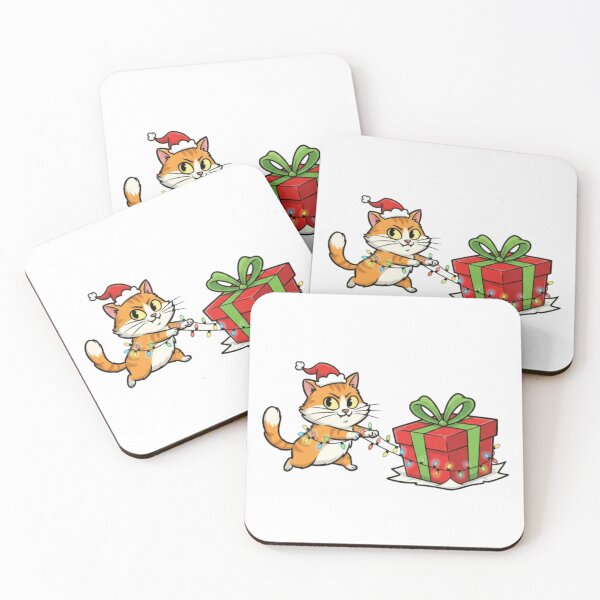 Item preview, Sneaky Cat Stealing Christmas Present Sticker - Funny Mischievous Kitten Holiday Decal designed and sold by ZyxDes.