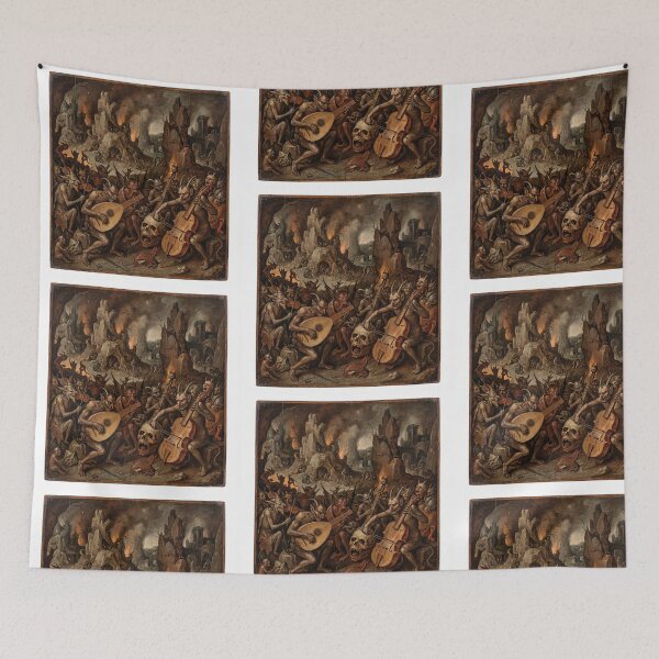 Item preview, A group of devils play weird musical instruments in Hell after Hieronymus Bosch and Pieter Bruegel designed and sold by Vintage Designs +.