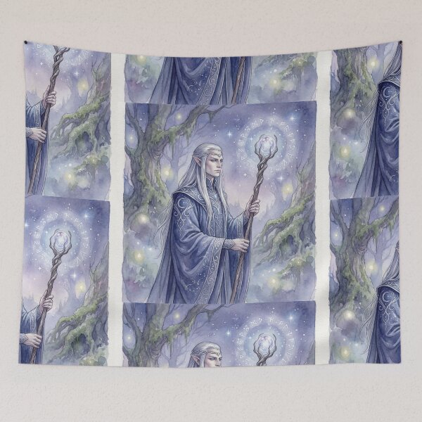 Item preview, Fantasy Elf summoner wizard illustration art designed and sold by Vintage Designs +.