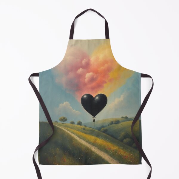 Item preview, Black heart-shaped balloon over a blooming landscape designed and sold by Mianku | Für das Leben.