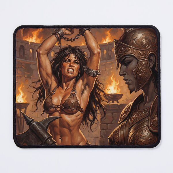 Item preview, Amazon Interrogation of a Barbarian warrior woman in Defiance illustration fantasy art style designed and sold by Vintage Designs +.