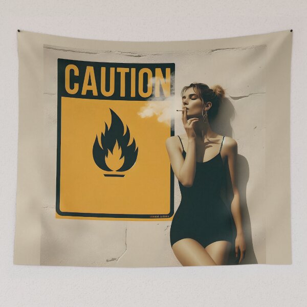 Item preview, Chica fumadora retro chic de Caution Sign. designed and sold by Spark2Seduction.