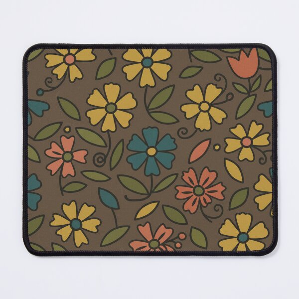 Item preview, Vintage 60s Floral Pattern Seamless Teal Background designed and sold by Velvetstitches.