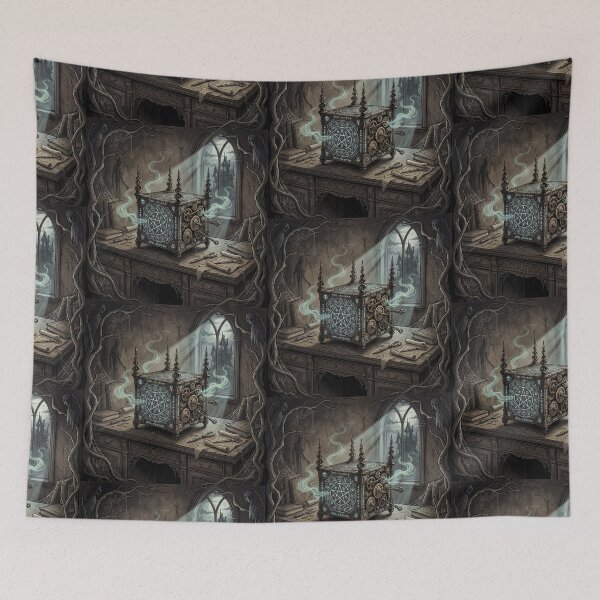 Item preview, Gothic Horror art creepy puzzle box of fear designed and sold by Vintage Designs +.