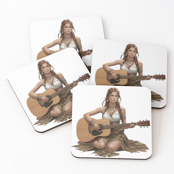 Item preview, Woman Playing Guitar | Bohemian Illustration designed and sold by CHRIST5000.
