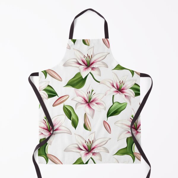 Item preview, The image showcases a seamless pattern with beautiful white lilies, accented with shades of pink near the center, complemented by lush green leaves and delicate lily buds. designed and sold by rujlaphusstudio.