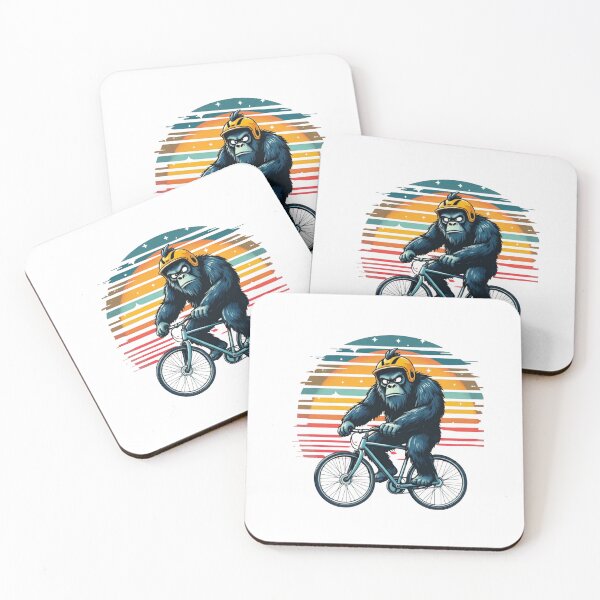 Item preview, Funny Gorilla Cycling Retro Sunset Vintage Bike Art designed and sold by HBDStudio.