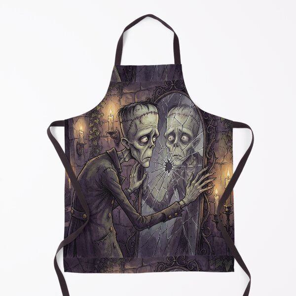 Item preview, Frankenstein's monster breaking a mirror with his reflection illustration art designed and sold by Vintage Designs +.