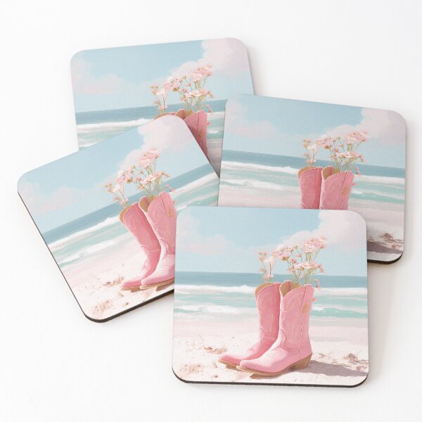 Item preview, Pink Cowgirl Boots by the Beach, Western Coastal Decor designed and sold by vividdigits.