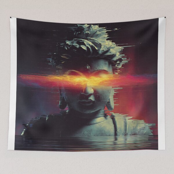 Item preview, Glitchfire Buddha with Blazing Neon Eyes designed and sold by t5uisiu.