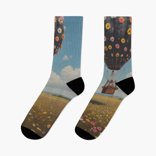 Item preview, Flower balloon over a blooming field designed and sold by Mianku | Für das Leben.