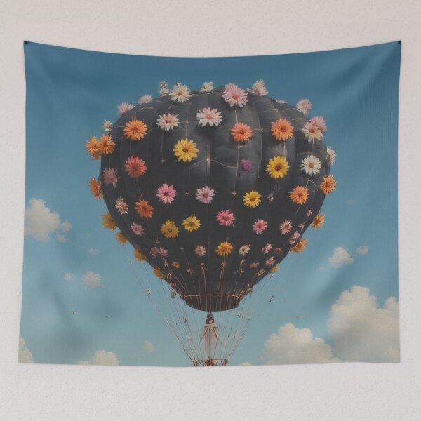 Item preview, Flower balloon over a blooming field designed and sold by Mianku | Für das Leben.
