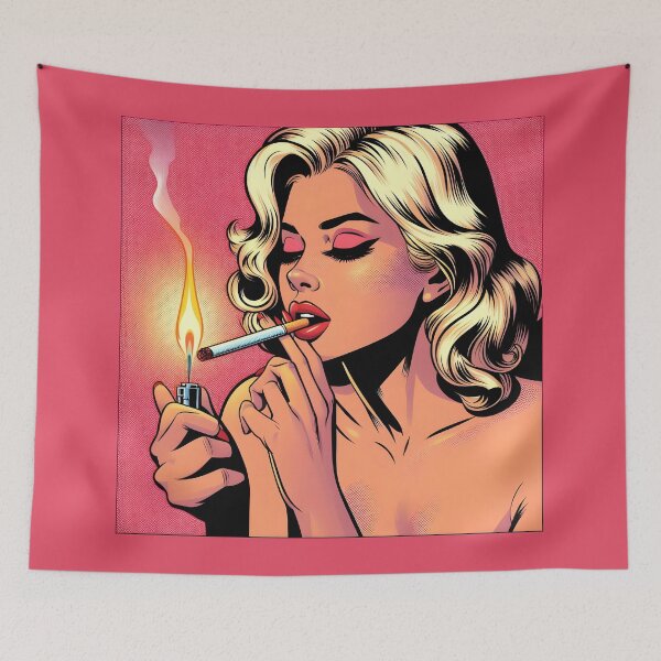 Item preview, Pop Art Blonde Diva Lighting Cigarette with Retro Vibe. designed and sold by Spark2Seduction.