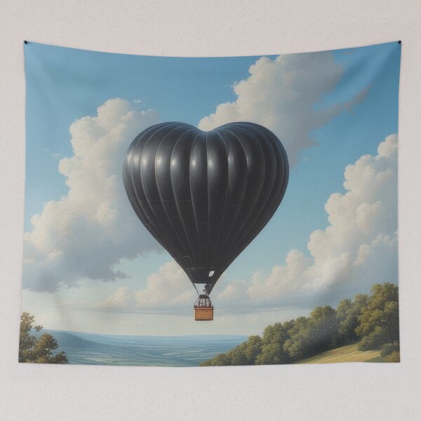 Item preview, Heart-shaped balloon over blooming fields designed and sold by Mianku | Für das Leben.