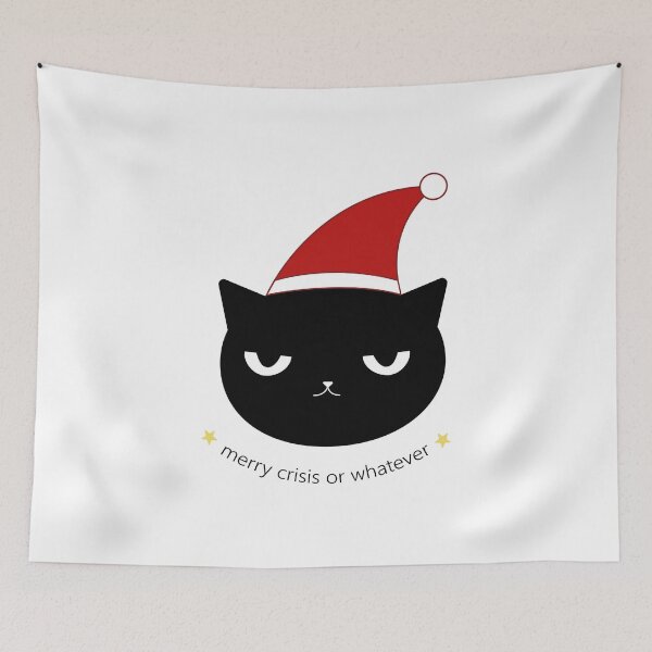 Item preview, merry crisis - Christmas Cat Illustration designed and sold by Crealice.