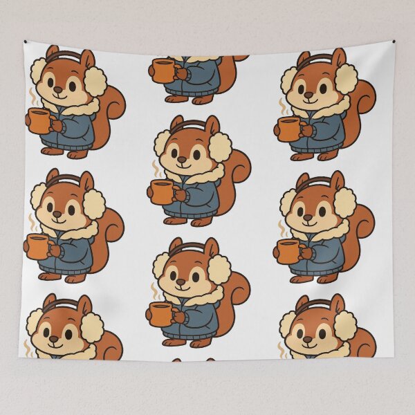 Item preview, Squirrel in Parka with Hot Cider – Cute Winter Animal designed and sold by Confuzz1ed.