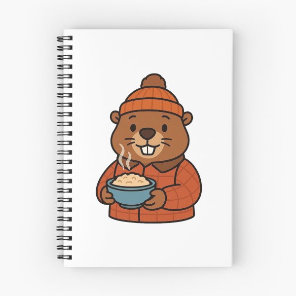 Item preview, Beaver in Lumber Jacket with Hot Oatmeal – Cozy Cold Season Animal designed and sold by Confuzz1ed.