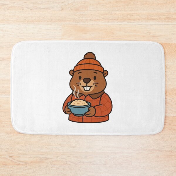 Item preview, Beaver in Lumber Jacket with Hot Oatmeal – Cozy Cold Season Animal designed and sold by Confuzz1ed.