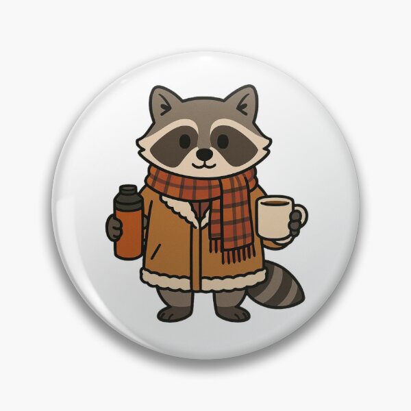 Item preview, Raccoon in Sherpa Coat with Thermos – Cozy Winter Animal designed and sold by Confuzz1ed.