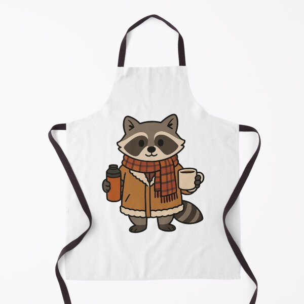 Item preview, Raccoon in Sherpa Coat with Thermos – Cozy Winter Animal designed and sold by Confuzz1ed.