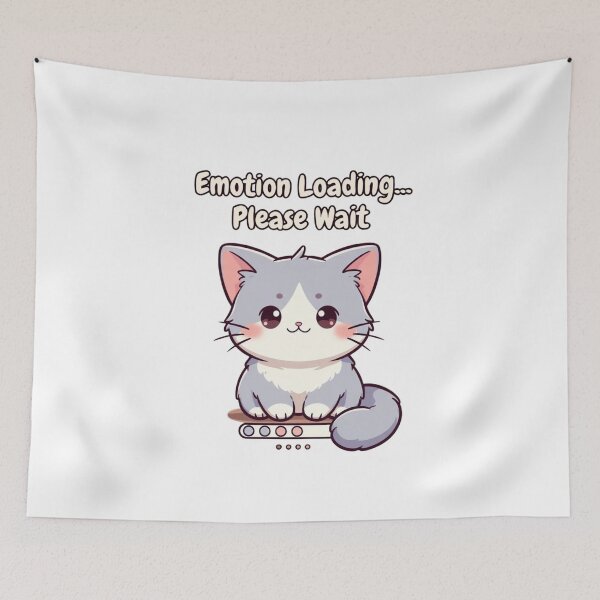 Item preview, Emotion Loading Cat – Funny Minimal Kawaii Pet T-Shirt designed and sold by EcoArtTees.
