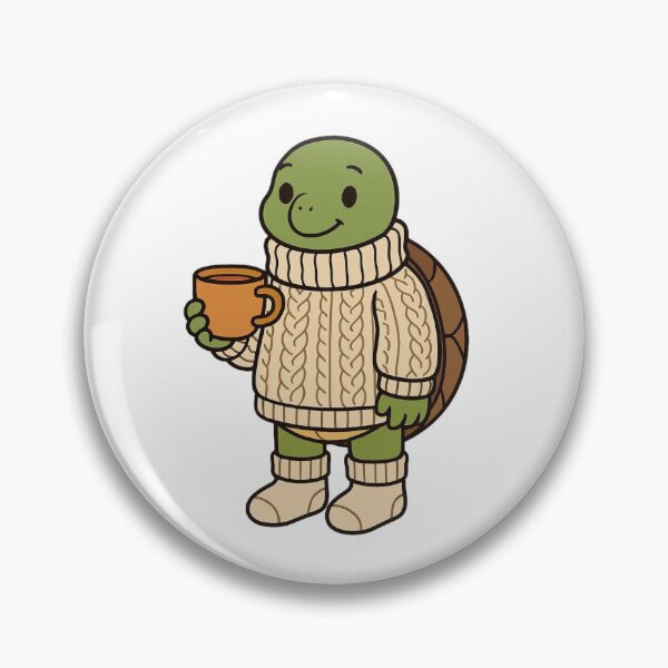 Item preview, Turtle in Knitted Sweater with Tea – Cozy Cold Weather Animal designed and sold by Confuzz1ed.