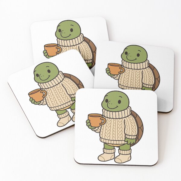 Item preview, Turtle in Knitted Sweater with Tea – Cozy Cold Weather Animal designed and sold by Confuzz1ed.