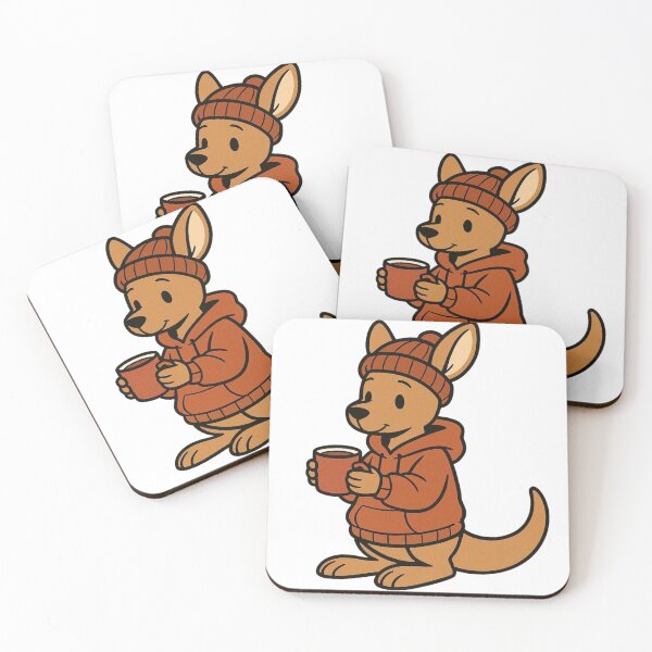 Item preview, Kangaroo in Hoodie Sipping Cocoa – Cozy Winter Animal designed and sold by Confuzz1ed.