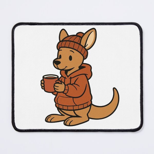 Item preview, Kangaroo in Hoodie Sipping Cocoa – Cozy Winter Animal designed and sold by Confuzz1ed.