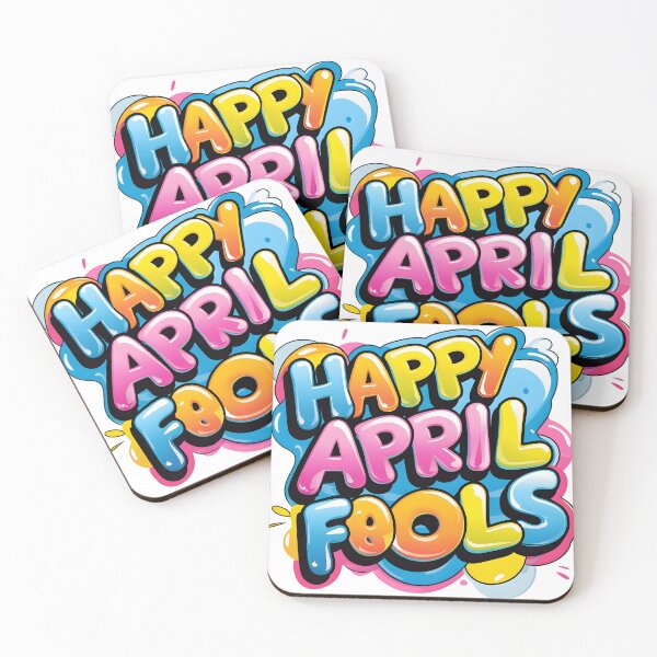 Item preview, Happy April Fools Bubble Lettering with Glossy Cartoon Highlights, Bold Comic Shapes and Vibrant Playful Colors on Clean White Illustration designed and sold by ArtPetrenko90.