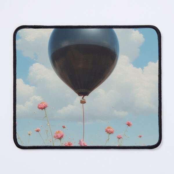 Item preview, Black balloon over blooming flower field designed and sold by Mianku | Für das Leben.