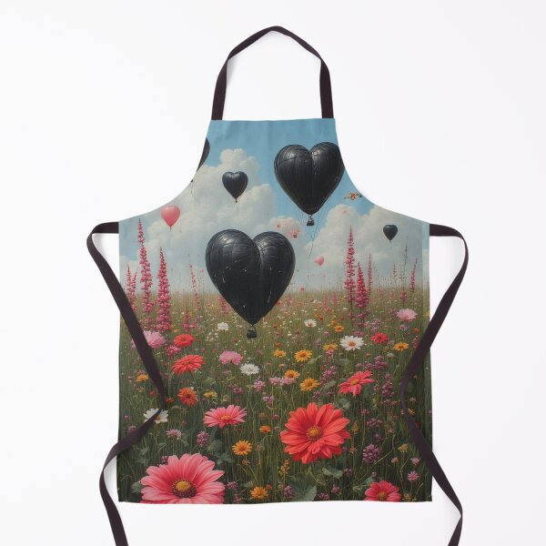 Item preview, Heart-shaped balloons over a blooming flower meadow designed and sold by Mianku | Für das Leben.