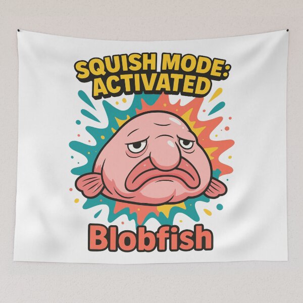 Item preview, Squish Mode Activated – Cute Blobfish Cartoon designed and sold by WildlifeInc.