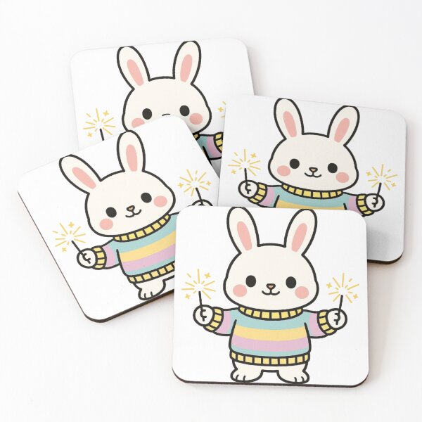 Item preview, Bunny in Party Sweater Holding Two Sparklers designed and sold by Confuzz1ed.