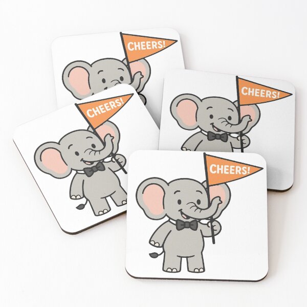 Item preview, Elephant with Bow Tie Waving a Cheers Party Flag designed and sold by Confuzz1ed.