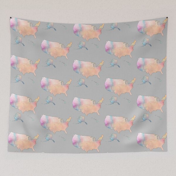 Item preview, Pastel USA Map – Watercolor States Art designed and sold by mashmosh.