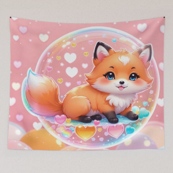 Item preview, Kawaii Bubble Fox – Cute Pastel Fox in Soap Bubble designed and sold by Visualynx.