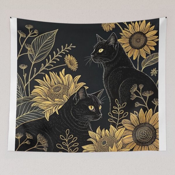 Item preview, Sunflowers fields with cats designed and sold by Lucky 777.
