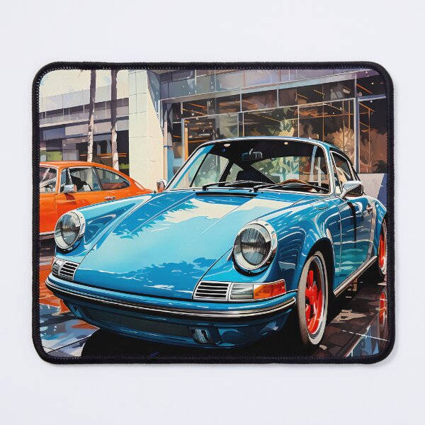 Item preview, Vintage sports car shining outside a modern glass showroom designed and sold by RevUpDesign.