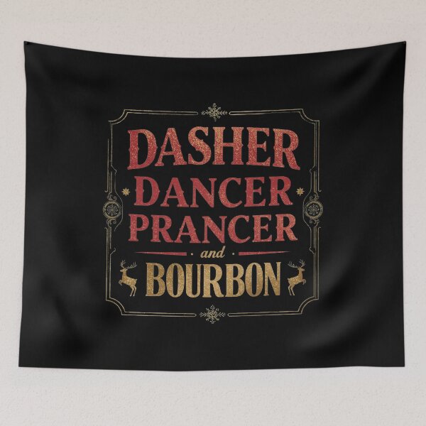Item preview, Dasher Dancer Prancer and Bourbon – Masculine Whiskey Bar Christmas Design designed and sold by SaritaVerseArt.