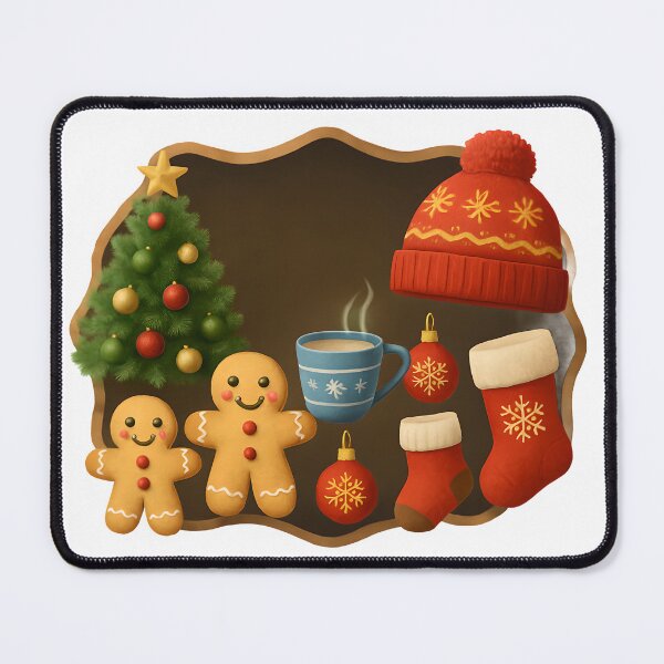Item preview, Realistic Christmas icon set with transparent background – tree, hat, gingerbread, mug and stockings designed and sold by Les-Ink-Studio.