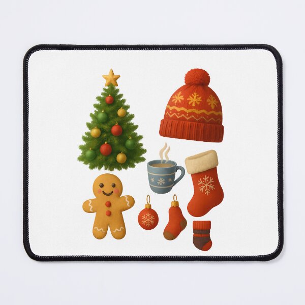 Item preview, Realistic Christmas icon set with transparent background – tree, hat, gingerbread, mug and stockings designed and sold by Les-Ink-Studio.