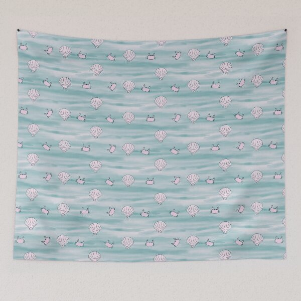 Item preview, Seashells and Crabs Pattern in Turquoise  designed and sold by designsbyklm.